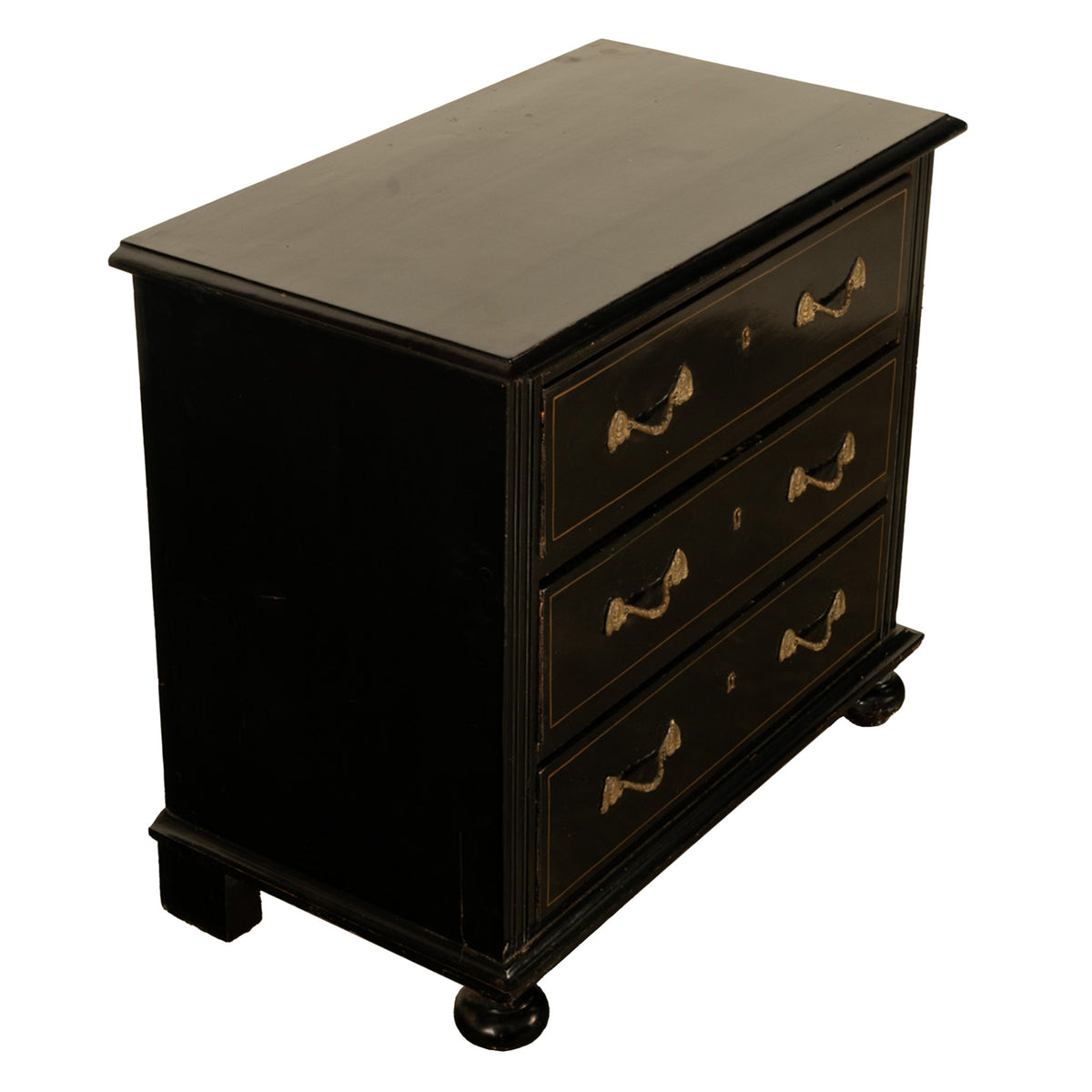 Antique Early 19th C Regency Ebonized Japanned Lacquered Pine Chest Drawers 1820