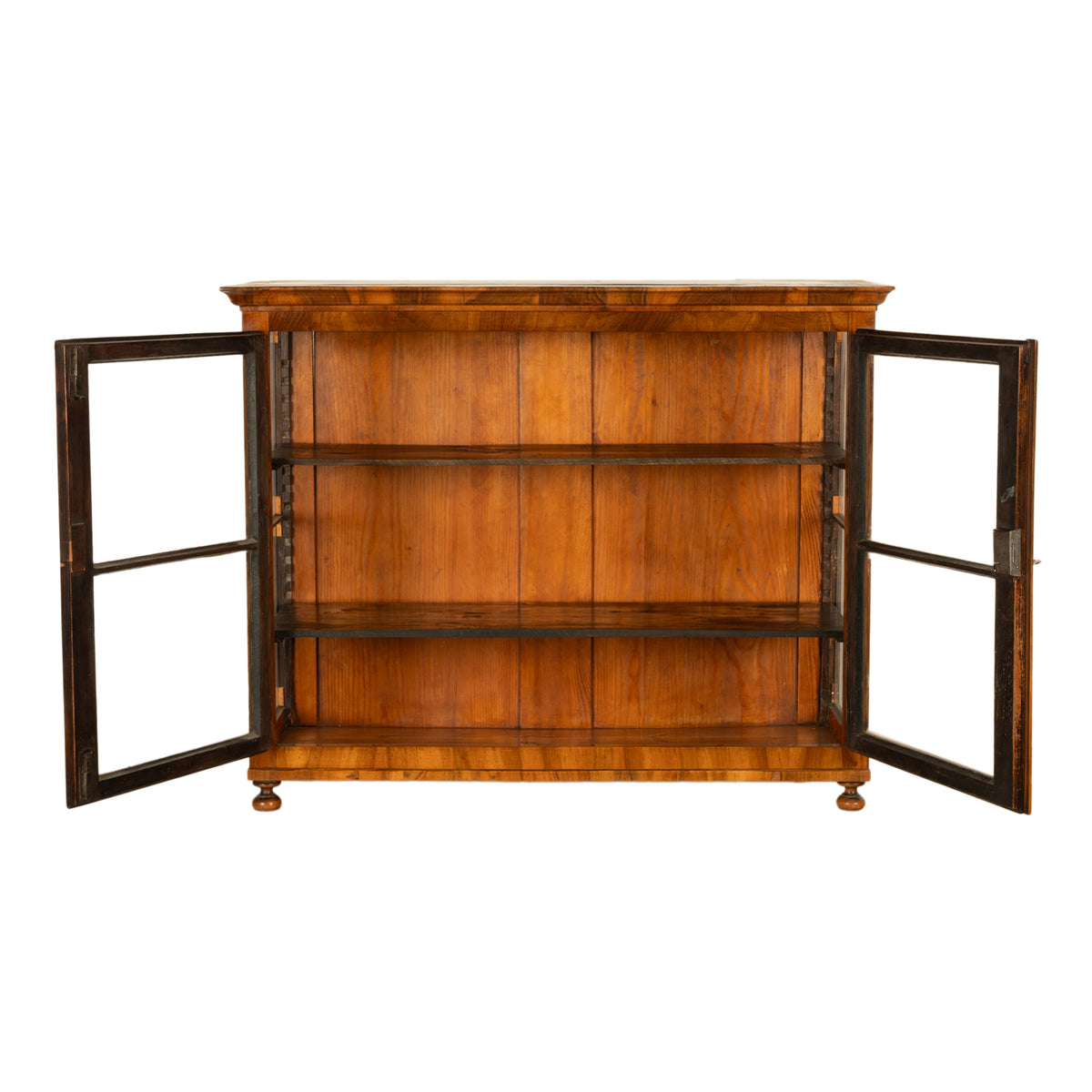 Antique Austrian Biedermeier Walnut Vitrine Table Top Display Collectors Cabinet