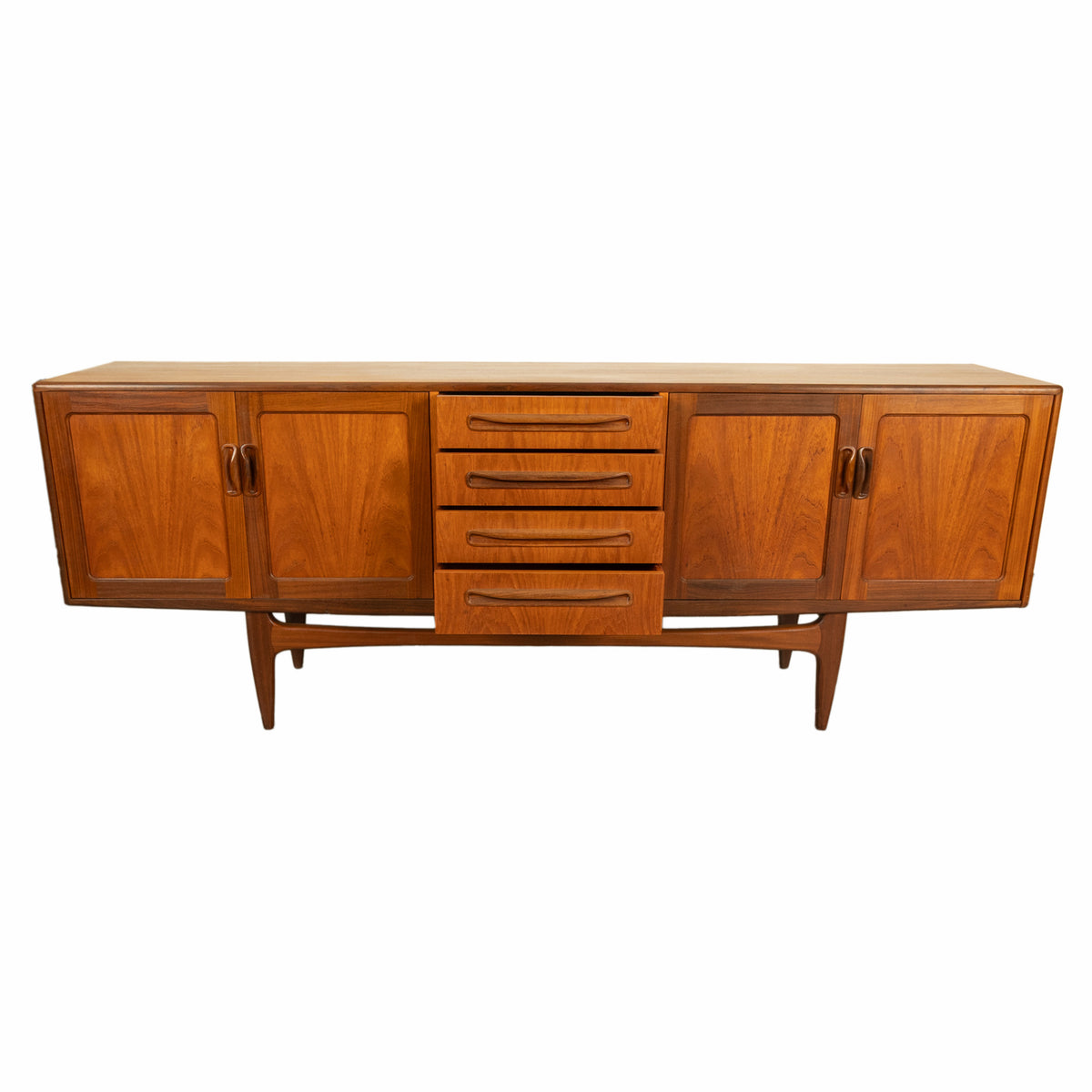 Original Mid Century Modern G Plan Teak Fresco Long 4 Door Drawer Credenza 1966