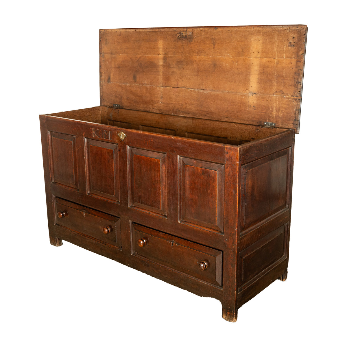 Monumental Antique Georgian Joined Oak Mule Dowry Chest Coffer Yorkshire 1720