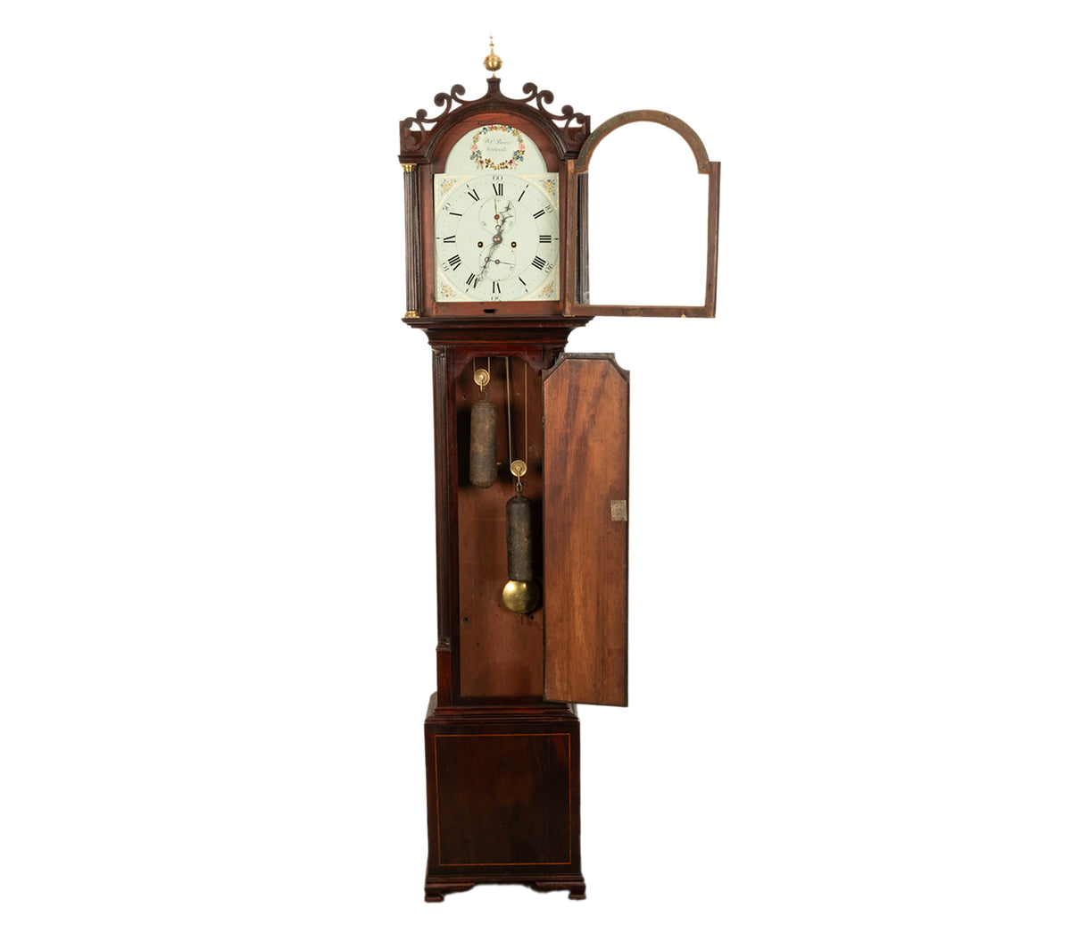 Antique Georgian Scottish Orkney Island Inlaid Mahogany Tall Case 8 day Grandfather Clock 1810