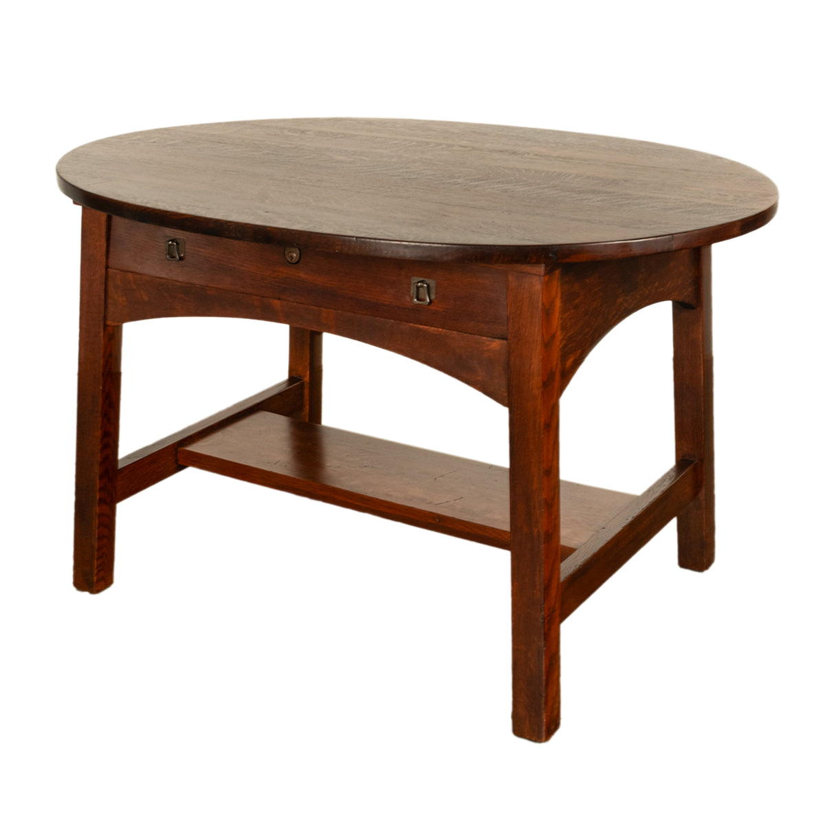 Antique American Arts & Crafts Mission Oak Library Table Desk Ritter Bros Philadelphia Circa 1910