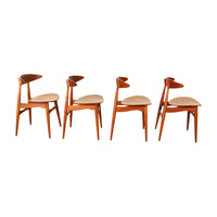 Danish MCM Set of Four Hans J. Wegner CH-33 Teak Chairs Carl Hansen & Søn 1960