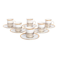Antique Set of 6 Shelley China Demitasse Cups Saucers Sterling Silver Mappin Webb Birmingham 1919