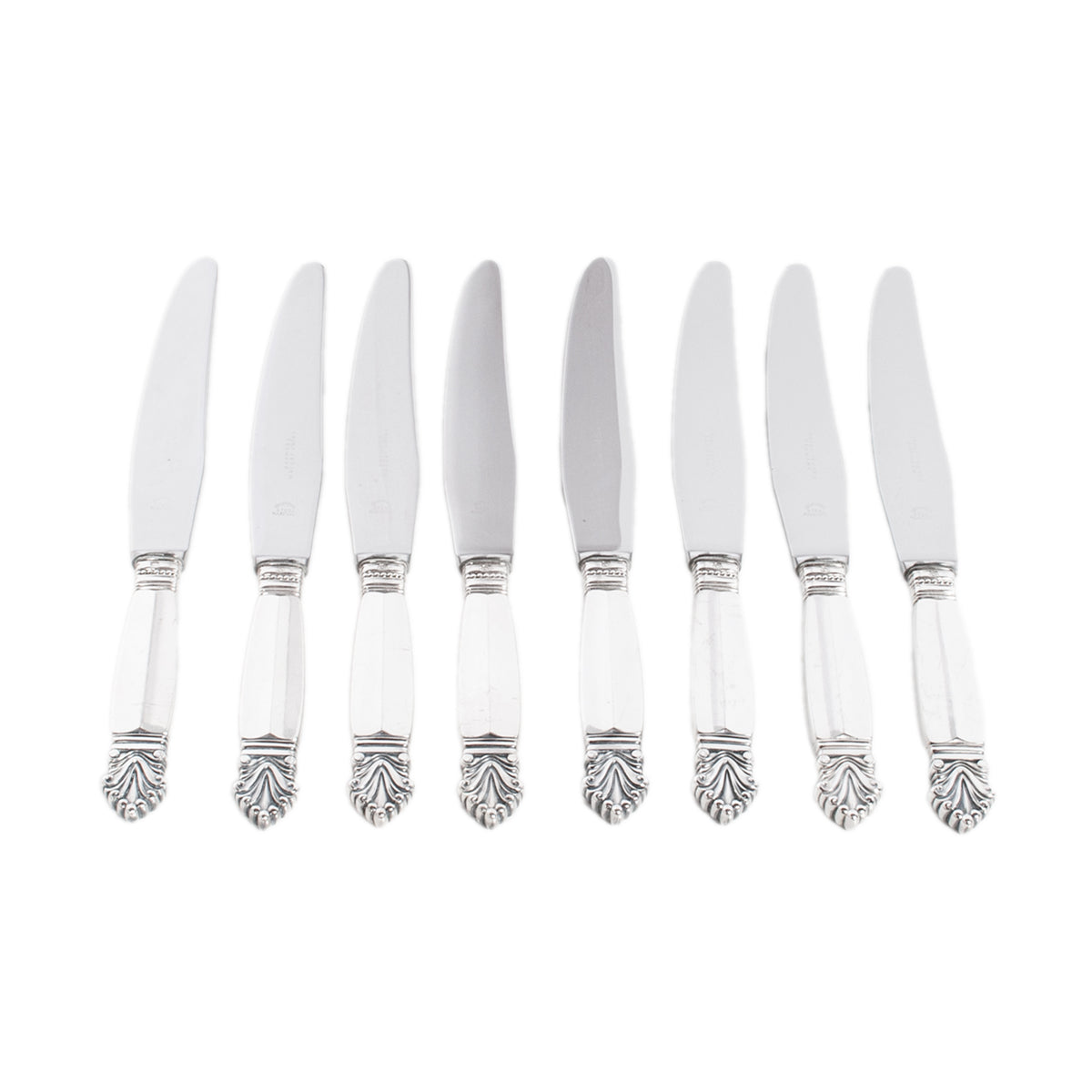 Georg Jensen Acanthus Danish Sterling Silver 69 Piece Flatware Dining Set for 8