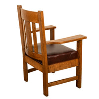 Antique Set 4 American Oak Arts & Crafts Mission Arm Chairs Stickley Oregon 1910