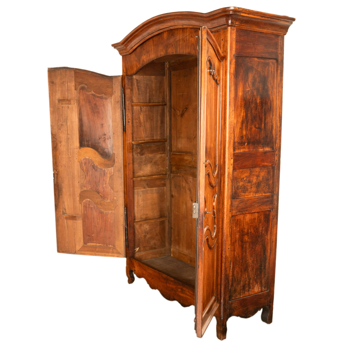 Antique 18th Century French Fruitwood Louis XV Provincial Armoire Wardrobe 1760