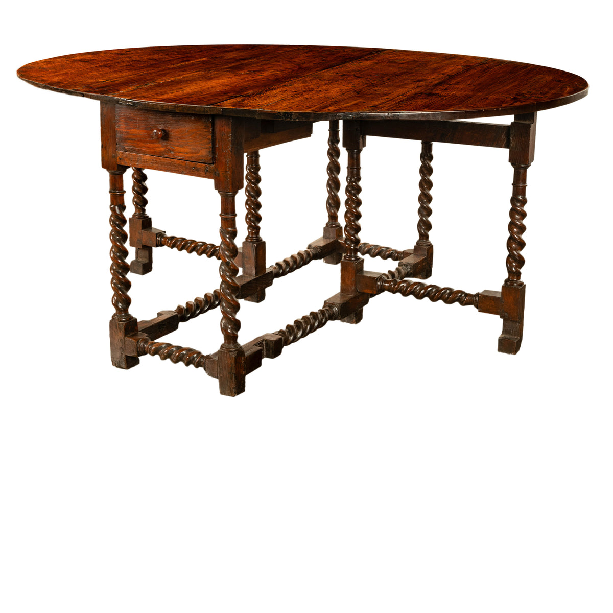 Antique 17th Century William & Mary Oak Barley Twist Gateleg Dining Table 1690