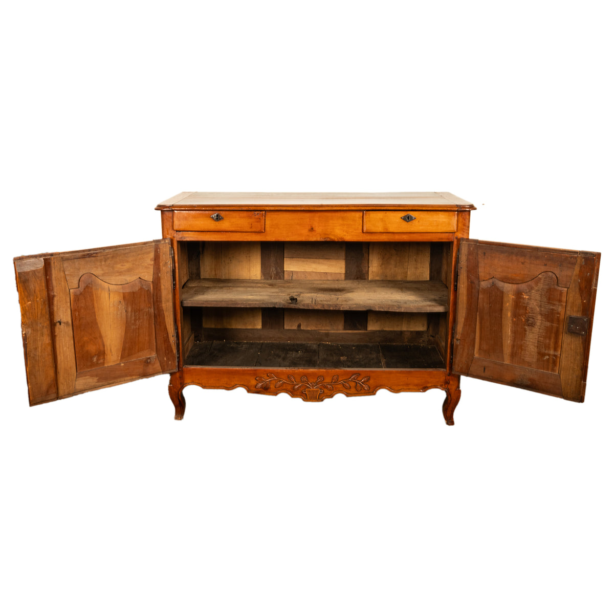 Antique French Louis XV Provincial Carved Walnut Buffet Sideboard Cabinet 1820