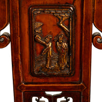 Pair Antique Ming Style Chinese Qing Carved Hardwood Gilt Lacquer Throne Chairs