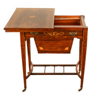 Antique Rosewood Regency Inlaid Chess Backgammon Cribbage Game Sewing Table 1890