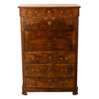 Antique French Charles X Classical Secrétaire à Abattant Desk Chest Walnut 1825