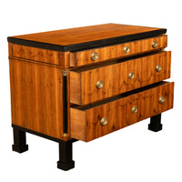 Antique Austrian Biedermeier Walnut Ebony Gilt Bronze Chest Drawers Commode 1820