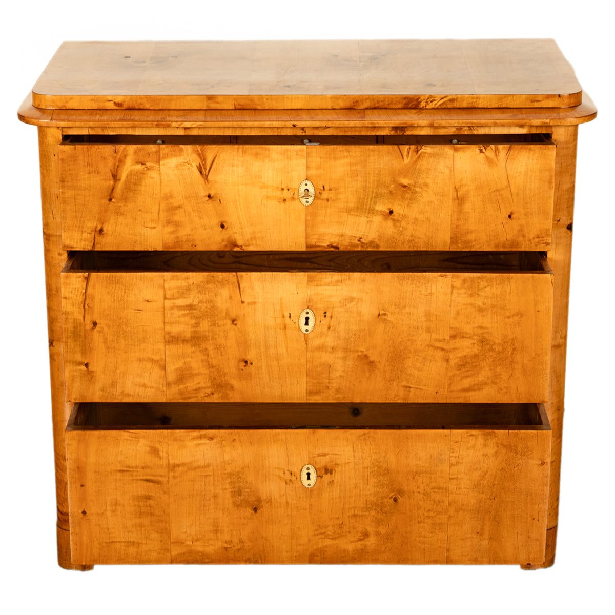 Antique Golden Birch Biedermeier 3 Drawer Commode Chest of Drawers Austrian 1840