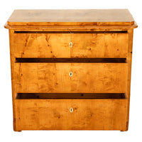 Antique Golden Birch Biedermeier 3 Drawer Commode Chest of Drawers Austrian 1840