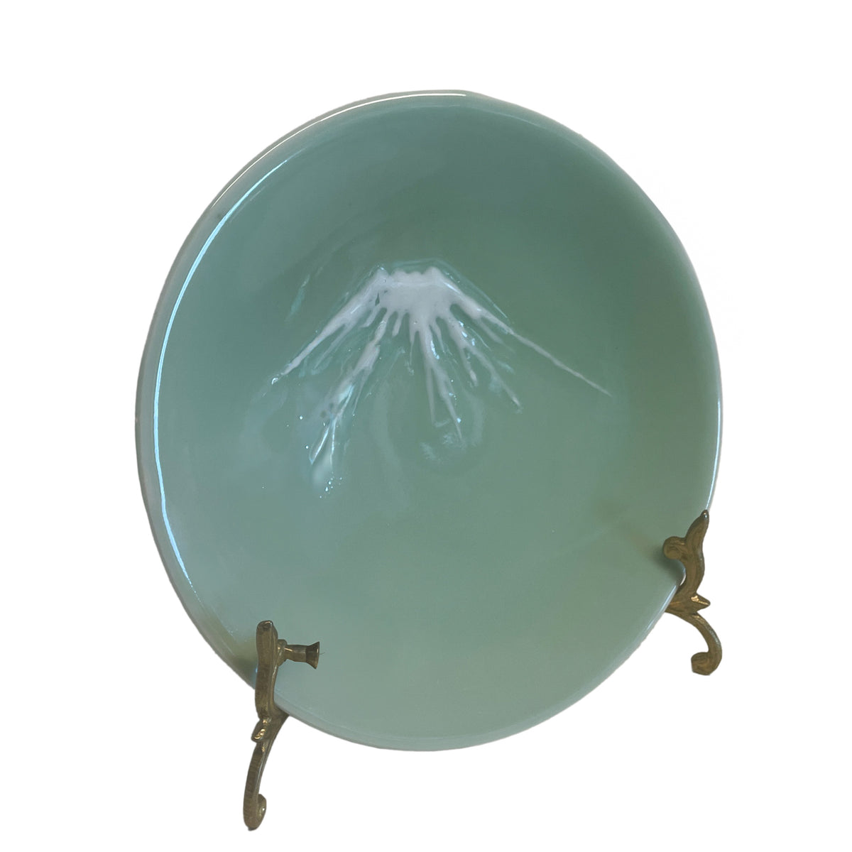 Antique Set of Ten Japanese Nabeshima Mt Fuji Celadon Pottery 8.5" Plates 1900