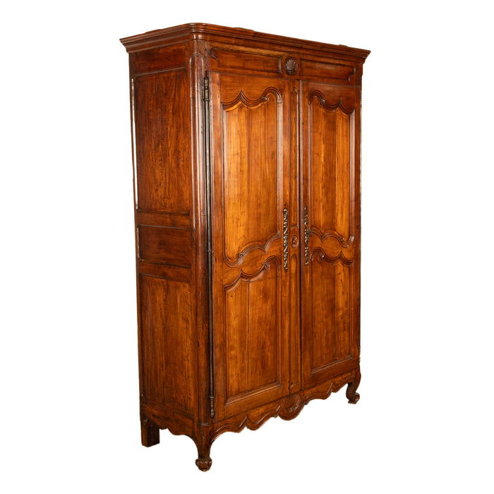 Antique French 18th Century Provincial Carved Cherry Wood Armoire Wardrobe 1780