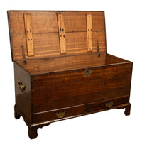 Antique George III Georgian Oak Dovetailed Mule Chest Coffer Drawers 1760