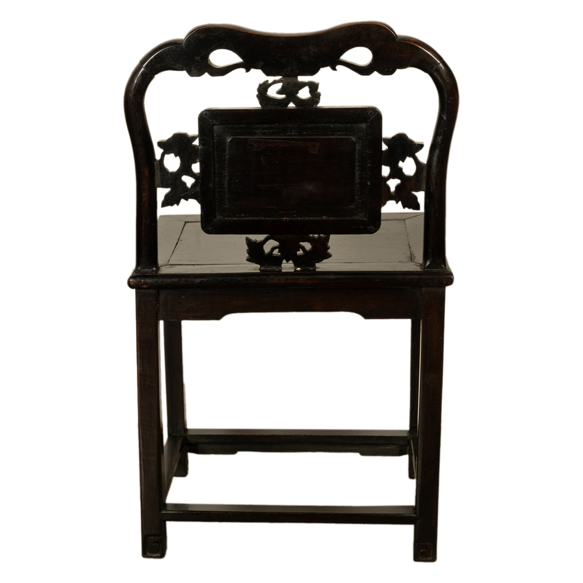 Antique Chinese 19th C Qing Dynasty Inlaid Dreamstone Mother of Pearl Chair 1850