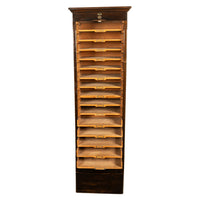 Antique Tall Spanish Walnut Tambor Roll Down Filing Cabinet "Muebles Rex" Madrid Circa 1910