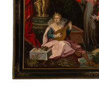 16th Century German Renaissance Allegorical Oil Painting Sexual Health Syphilis by Christoph Schwarz, Circa 1580