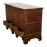 Antique Early Georgian Large 4 Panel 3 Drawer Hinged Top Mule Chest Coffer 1740