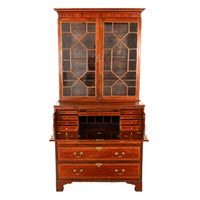 Antique Georgian Inlaid Mahogany Bureau Bookcase Butler's Secretary Desk 1780