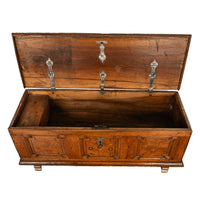 Antique German Baroque Inlaid Marquetry Dowry Chest Coffer Trunk Seat Bench 1700