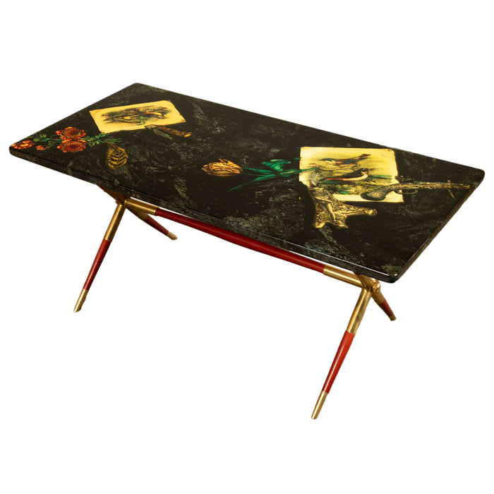 Italian Mid Century Modern Piero Fornasetti "Caccia" Coffee Table Milan 1955