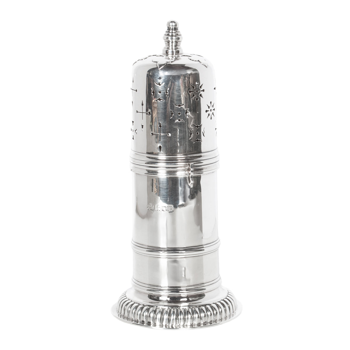 Antique English Sterling Silver Silver Sugar Shaker Caster Muffineer Elkington & Co London 1912