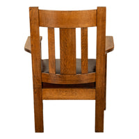 Antique Set 4 American Oak Arts & Crafts Mission Arm Chairs Stickley Oregon 1910