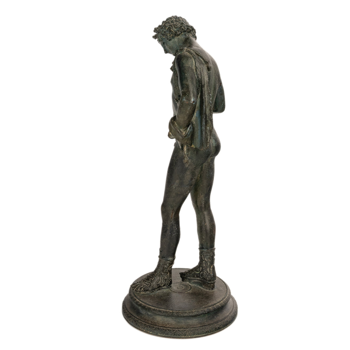 Antique Italian Pompeii Grand Tour Bronze Statue Narcissus Michele Amodio 1862