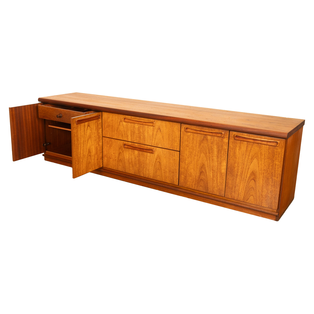 Vintage Mid Century Modern Danish Teak Credenza Sideboard Console Avalon 1960s