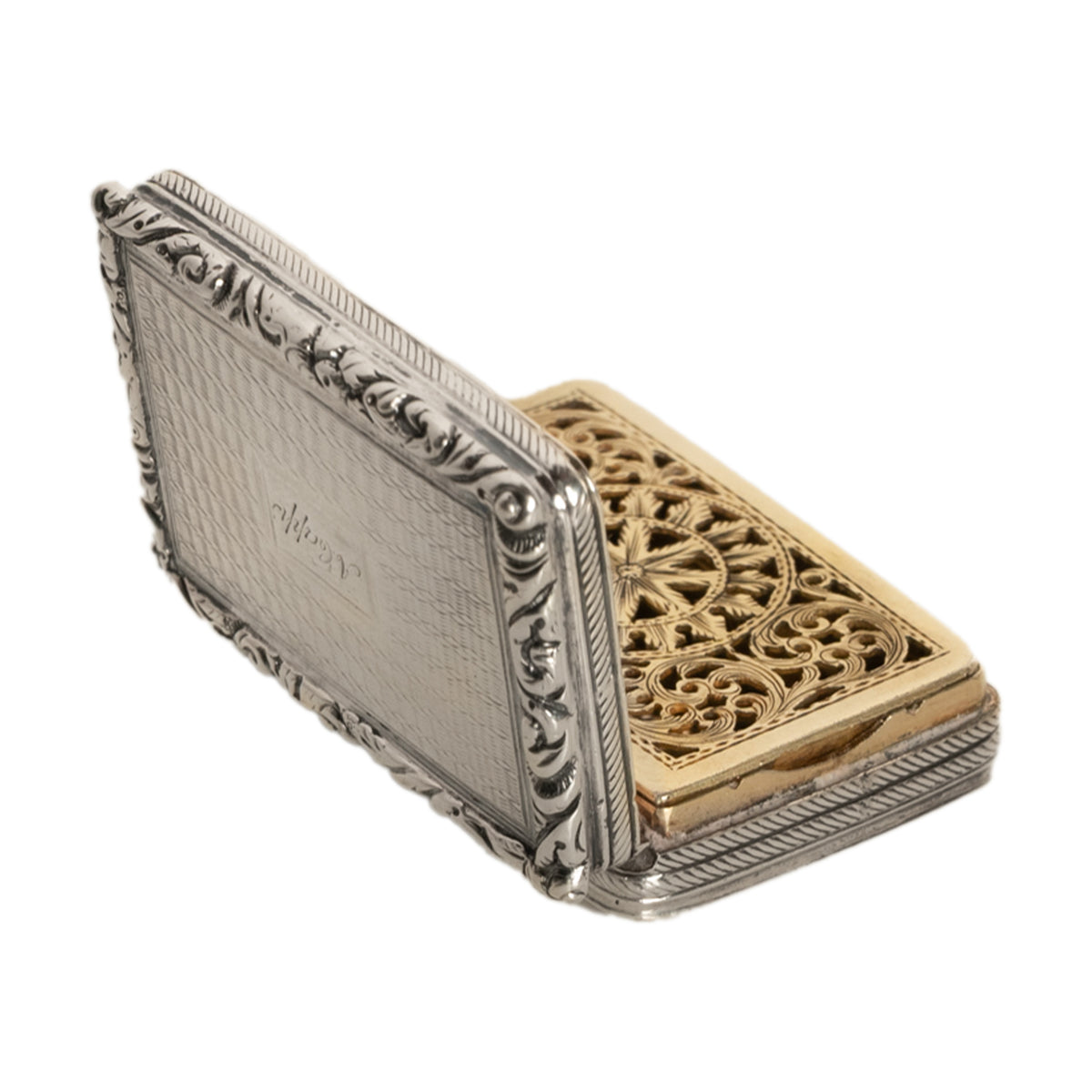 Antique Georgian Sterling Silver Gilt Vinaigrette Birmingham William Simpson, 1826