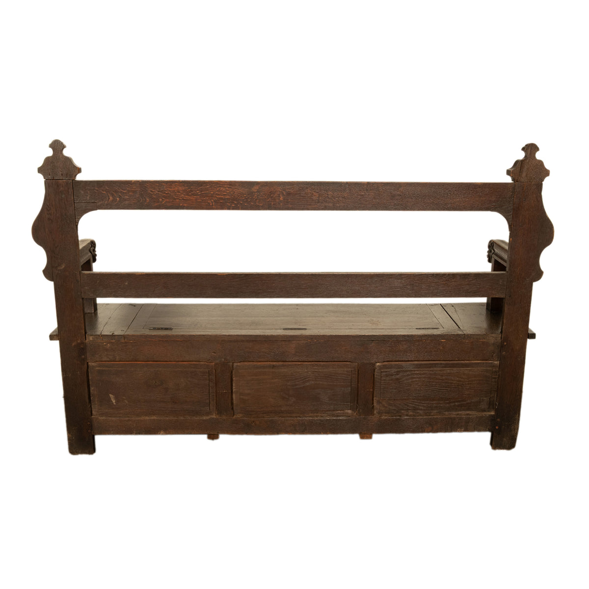 Antique French Brittany Carved Oak Bench with 16th Century Portrait Panels 1560