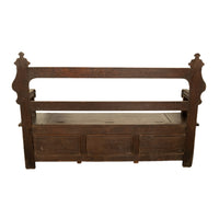 Antique French Brittany Carved Oak Bench with 16th Century Portrait Panels 1560