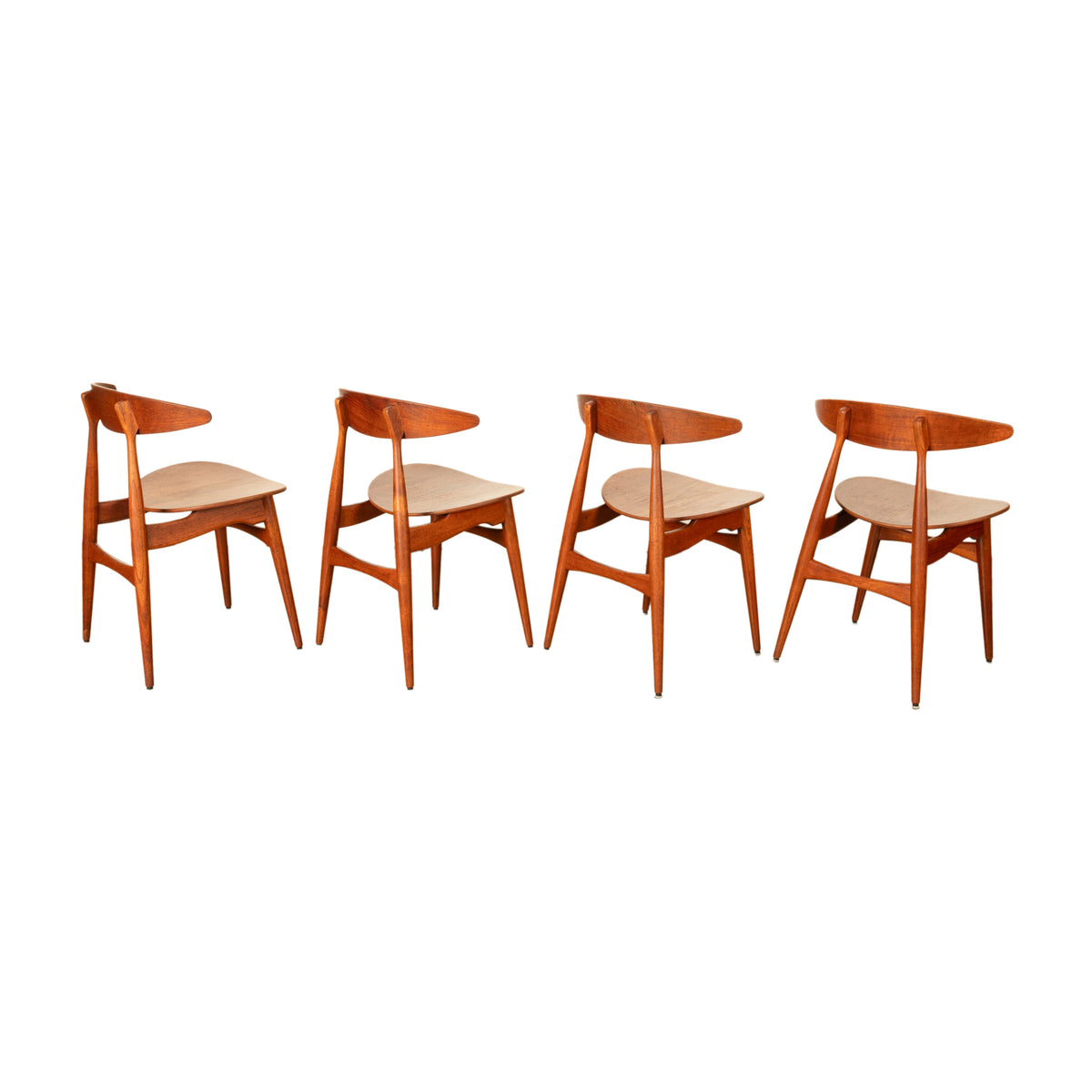 Danish MCM Set of Four Hans J. Wegner CH-33 Teak Chairs Carl Hansen & Søn 1960