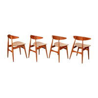 Danish MCM Set of Four Hans J. Wegner CH-33 Teak Chairs Carl Hansen & Søn 1960