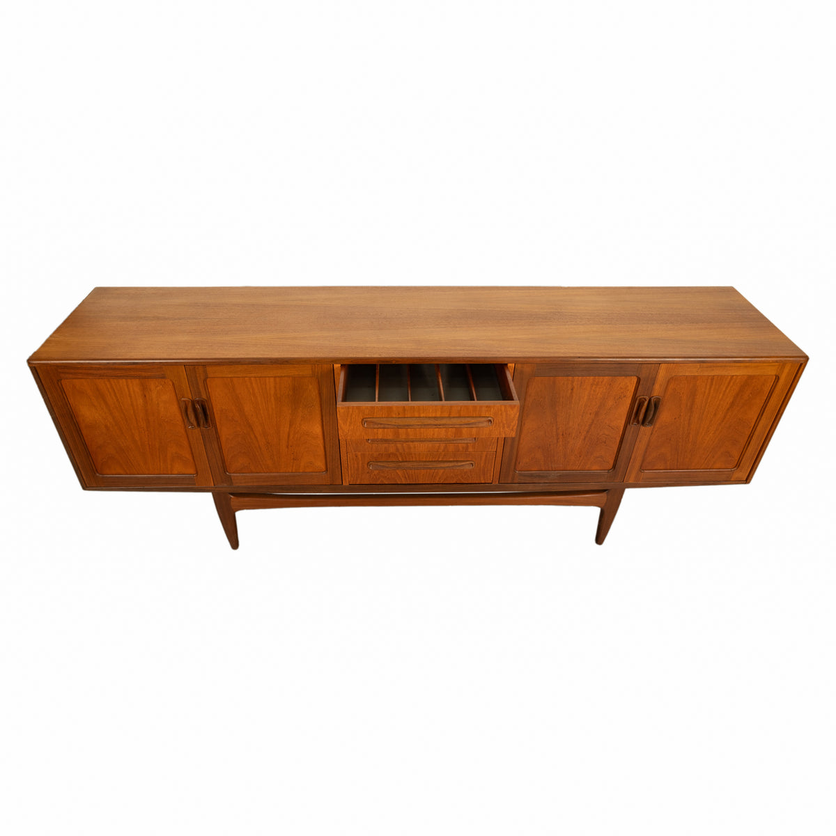 Original Mid Century Modern G Plan Teak Fresco Long 4 Door Drawer Credenza 1966
