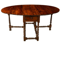 Antique 17th Century William & Mary Oak Barley Twist Gateleg Dining Table 1690