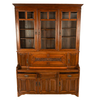 Antique Victorian Art Nouveau Carved Oak Secretary Bookcase Bibliotheque 1890
