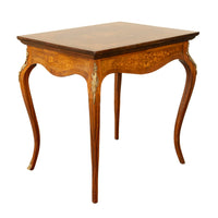 Antique Louis XV Ormolu Mounted Inlaid Marquetry Rosewood Center Side Table 1890