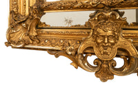 Antique French Giltwood Neoclassical Rococo Mirror Etched Stars Cherubs 1870