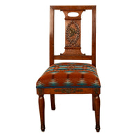 Pair Antique French Restauration His & Hers Greco-Roman Chairs Pendleton Fabric