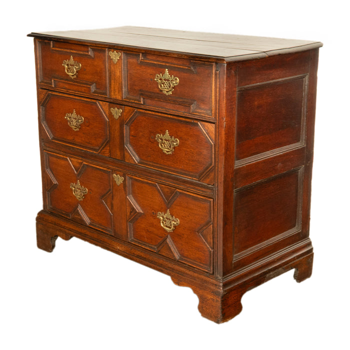 Antique 18th Century William & Mary Oak Geometric Mule Chest of Drawers 1700