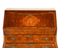 Antique Dutch Rococo Inlaid Marquetry Walnut Bombe Secretary Desk Bureau 1780