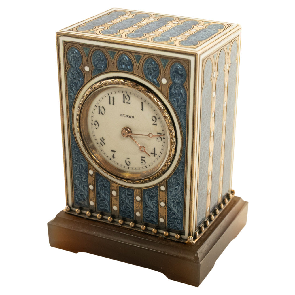 Antique Swiss Miniature Silver Gilt & Enamel Art Nouveau Carriage Clock 1910