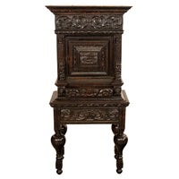 Antique 17th Century Dutch Carved Ebonized Oak Credence Cabinet on Stand 1680
