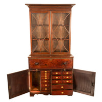 Antique Georgian Mahogany Bookcase Secretary Collectors Doctors Cabinet 1790