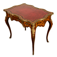 Antique French Louis XV Ormolu Rosewood Marquetry Partner's Writing Table Desk 1860